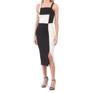 RACHEL RACHEL ROY Black/White Color
Block Strappy Midi Dress